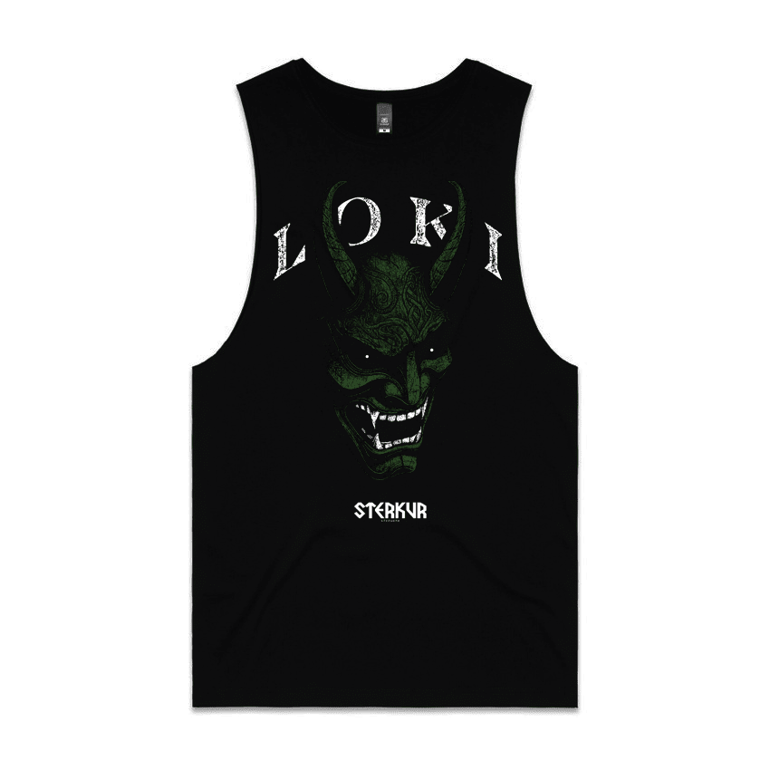 LOKI'S MASK MUSCLE CUT TANK - STERKUR STRENGTH